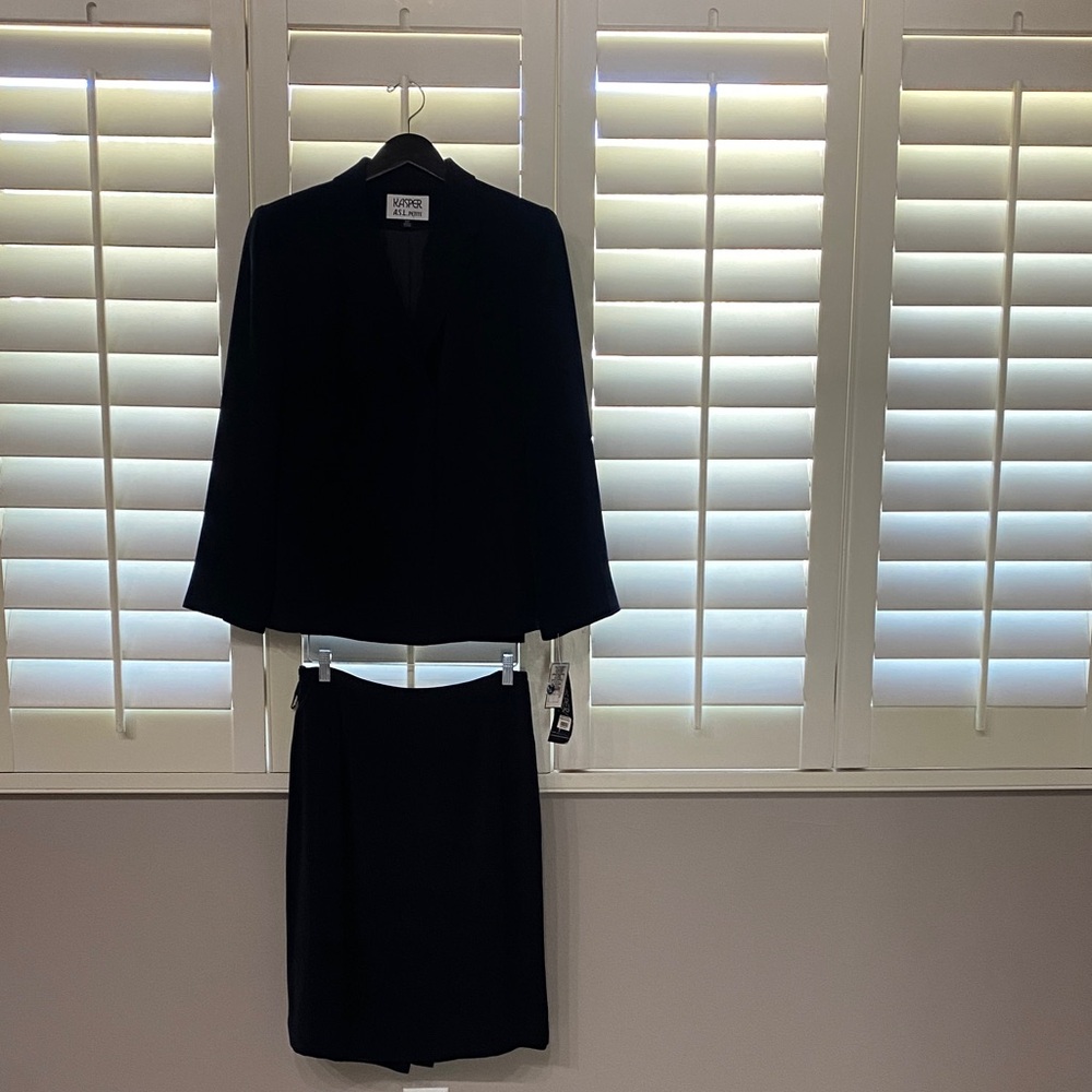 Kasper A.S.L. Petite “Joseph II” Navy Blue Suit Jacket & Skirt Set